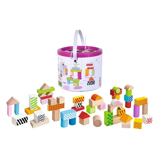 Eichhorn 100002226 bunte bedruckte Holzbausteine Birkenholz 50 Stck in einer A