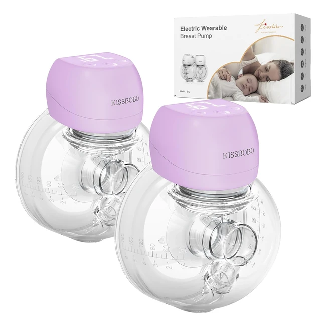 Kissbobo Breast Pump - Wearable, Hands-Free, Electric - 2 Modes, 9 Levels - LCD Display