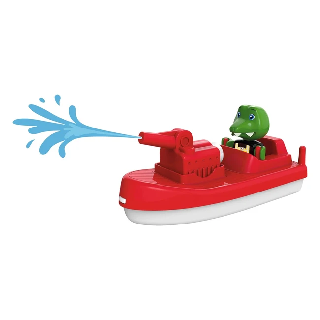 Aquaplay Fireboat - Zubehör für Aquaplay Wasserbahnen - Feuerwehr Boot mit Sven dem Krokodil - Wasserspritzfunktion - Kinder ab 3 Jahren - 8700000273