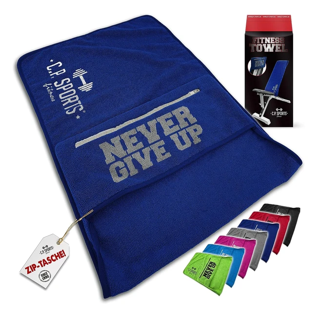 Asciugamano fitness in microfibra CP Sports fissaggio borsa con chiusura lampo