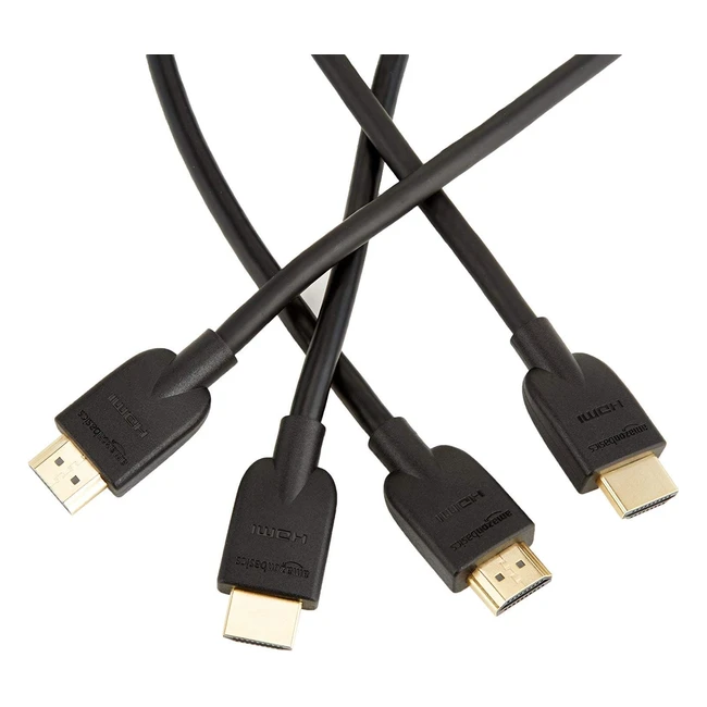 Amazon Basics Highspeed Ultra HD HDMI 2.0 Cables - Supports 3D Formats - 3m - 2 Pack - Black