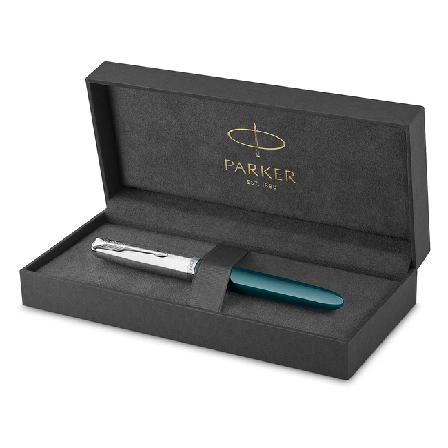Pluma estilográfica Parker51, cuerpo azul verdoso, plumin fino, tinta negra