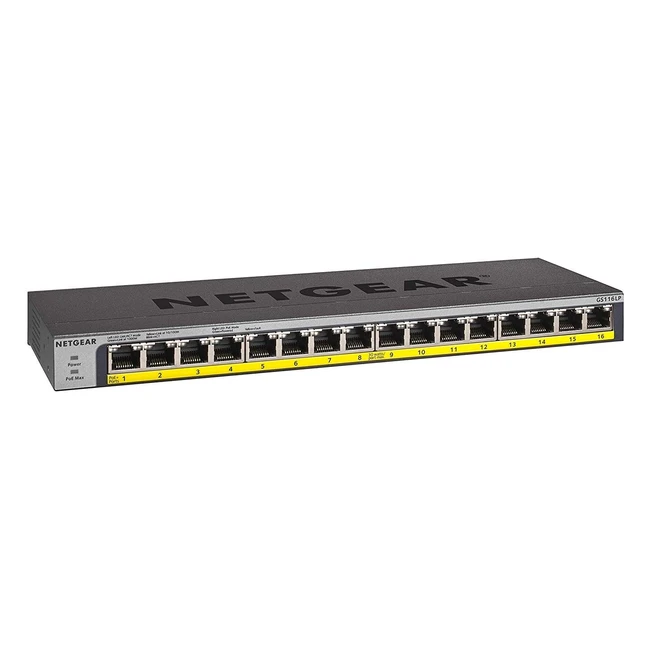 Netgear 16 Port Gigabit Ethernet Unmanaged Network Switch GS116LP - PoE - 76W - Upgradeable