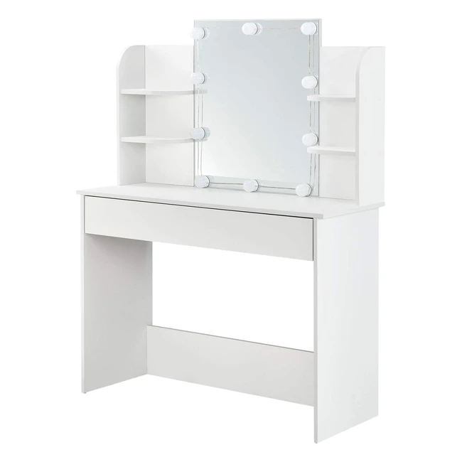 Artlife Bella Schminktisch LED-Spiegel Schublade Fächer weiß modern Holz Kosmetiktisch Kommode