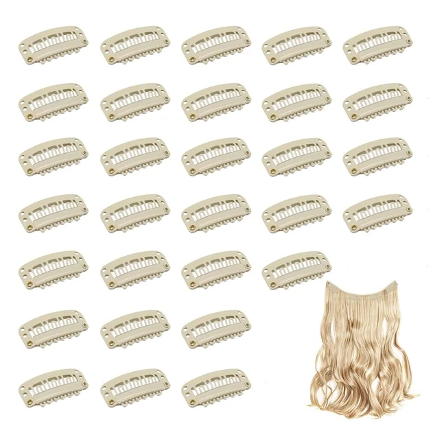 Dreamlover Clips de Pelucas Pinzas para Extensiones de Pelo Rubio 30 Piezas