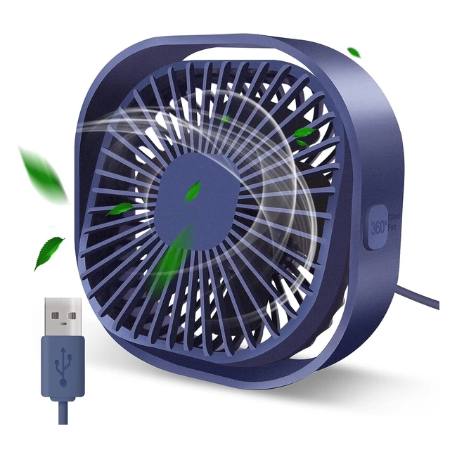 Small USB Desk Fan 4 Inch Personal Portable Table Cooling Fan 3 Speeds Quiet Mini 360 Rotation