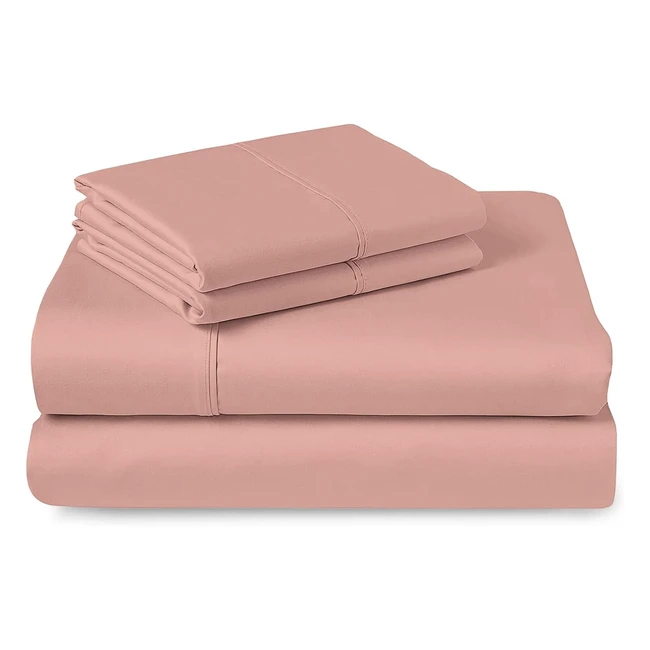 Soft Sateen 400TC Cotton Super King Bed Sheet Set - Rose Pink