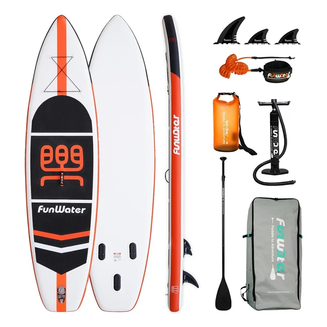 SUP gonfiabile Funwater 335x82x15cm - Kit completo con pagaia regolabile, pompa, zaino e cordino - Adatta a tutti i livelli di abilità