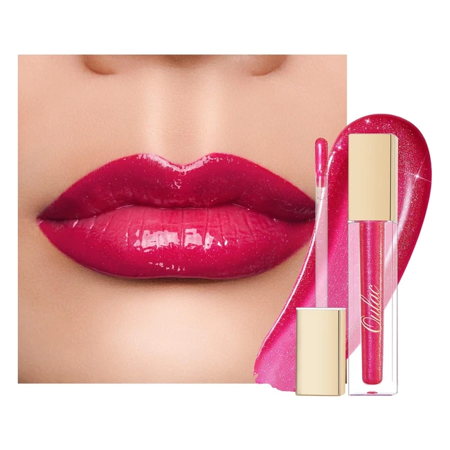 Oulac 3D Gloss Lèvres Pailleté Hydratant Rouge à Lèvres Liquide Gloss Transparent Lip Oil Brillant - 45ml Cherry Sexy C13