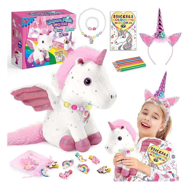 Unicorn Gifts for Girls Age 3-8 | Plush Toys Set with Accessories | Perfect Birthday Gift