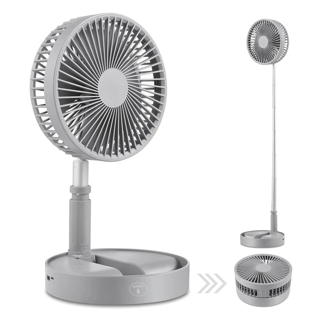 Mayeec Foldaway Stand Fan - Ultra Lightweight Portable Fan - Adjustable Height - 4 Speed Modes