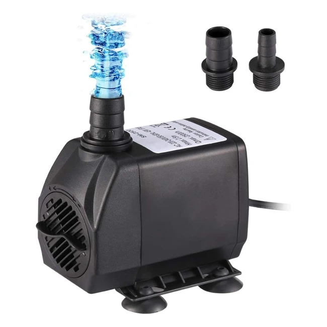 Bomba de Agua Sumergible Homvik 2500L/h 45W | Acuario, Estanque, Pecera | 2 Boquillas | 25m Altura