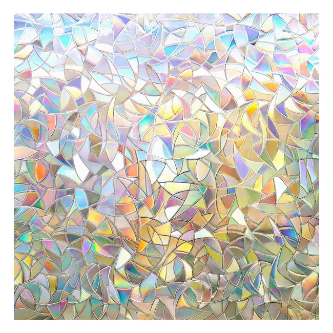 rabbitgoo 3D Stained Glass Window Film for Glass Windows - Privacy Film with Rainbow Effect - Self-Adhesive & Removable - 445x200cm