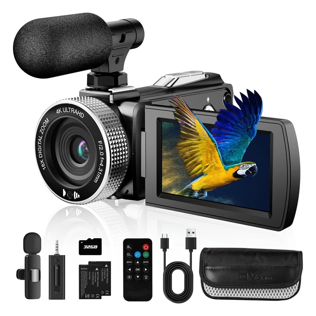 VMOTAL 4K Video Camera 48MP Photo 4K 60fps Recorder for Vlogging YouTube with 2 Batteries