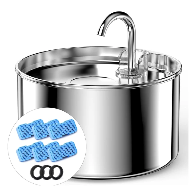 Fontaine à eau pour chat avec 6 filtres - 304 acier inoxydable - Capacité 22L