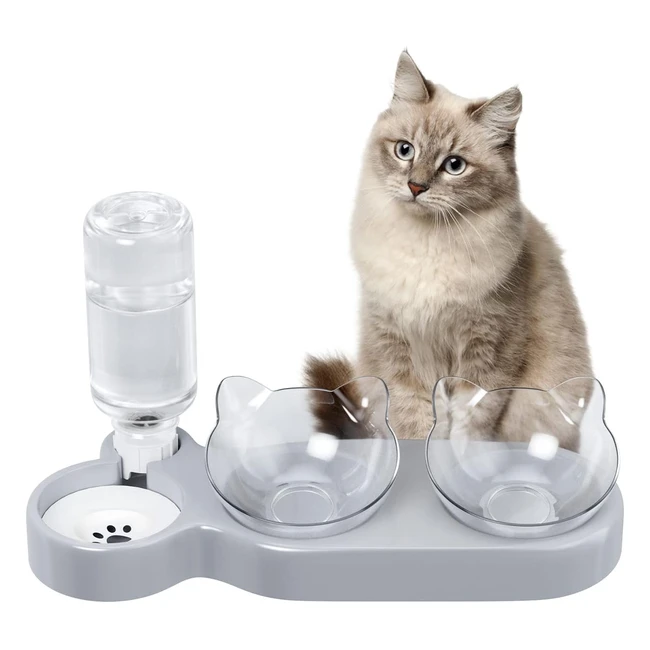Gamelle chat surélevée 3 bols doubles pour chat - Réf. 15 - Conception inclinable