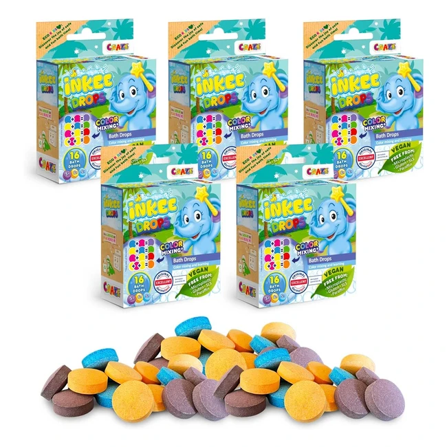 Craze Inkee Bath Drops - Lerne Farben mit 5 Badekugeln für Kinder - 80 Badebomben mit Erdbeerduft