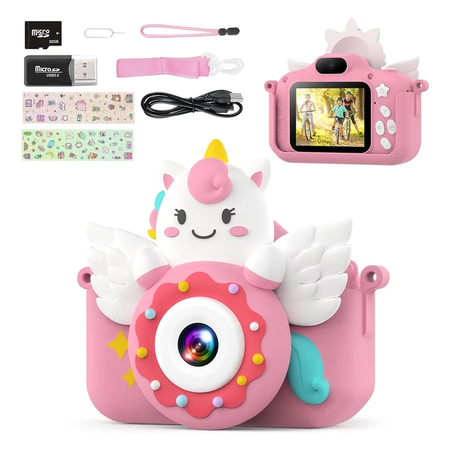 Tiatua Kids Camera for Girls - 1080p Digital Camera with 32GB SD Card - Selfie Mode - Age 3-10 - Pink