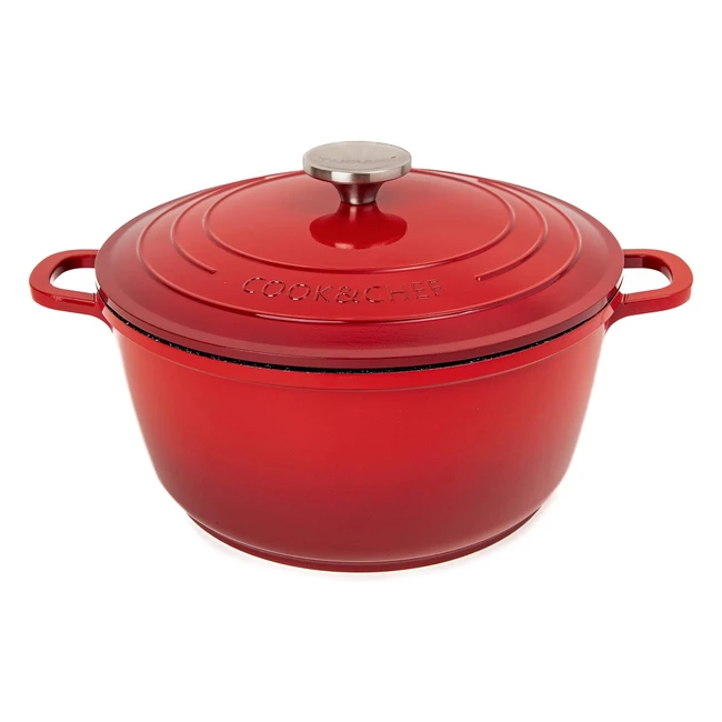 Nuovva Non Stick Aluminium Stockpot 4L 24cm Red - Oven Safe Cooking Pot