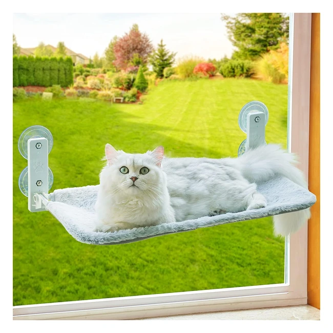 Hamaca plegable para gatos Mewoofun, ventana, ventosa fuerte, reversible, soporta hasta 18kg, gris