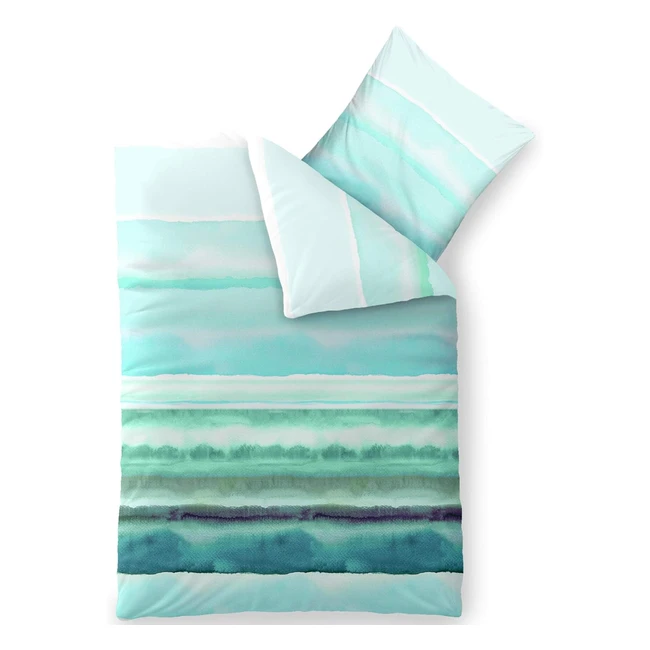 ¡Oferta limitada! Ropa de cama Celinatex Fashion Davia, algodón rayas turquesa blanco verde 155 x 220 cm
