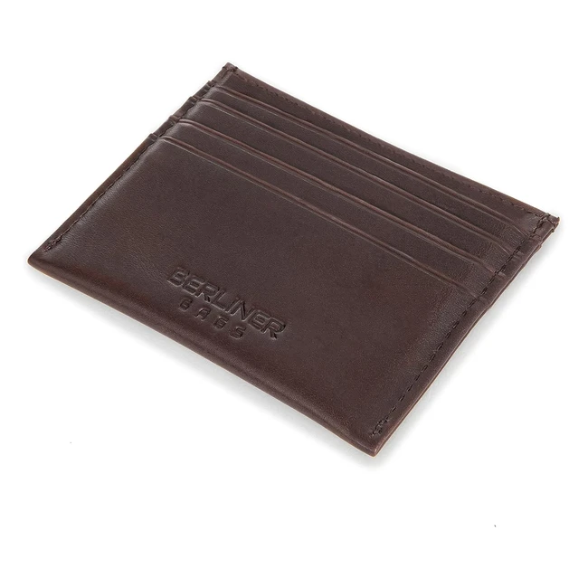 Portefeuille mince en cuir Berliner Bags avec protection RFID - Marron fonc