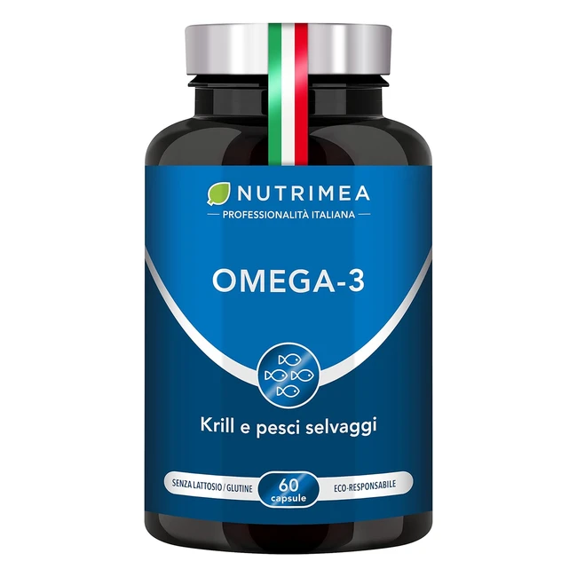Omega 3 Krill Olio di Pesce 1000mg - Fonte Naturale di Omega 3 - Protegge il Cuo