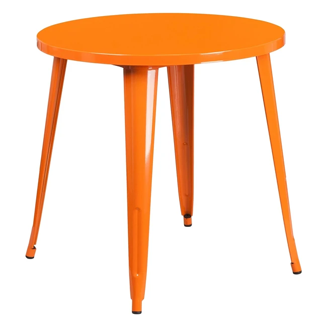 Flash Furniture Commercial Grade 30 Round Metal Indoor/Outdoor Table - Orange | Trendy Design, High-End Look