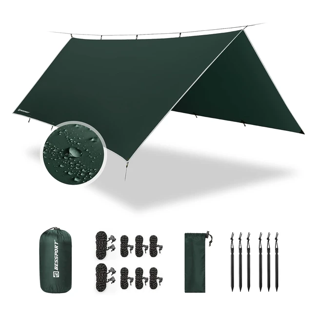 Bessport Bâche Anti-Pluie PU 3000mm - Tarp Rain Fly pour Camping et Randonnée