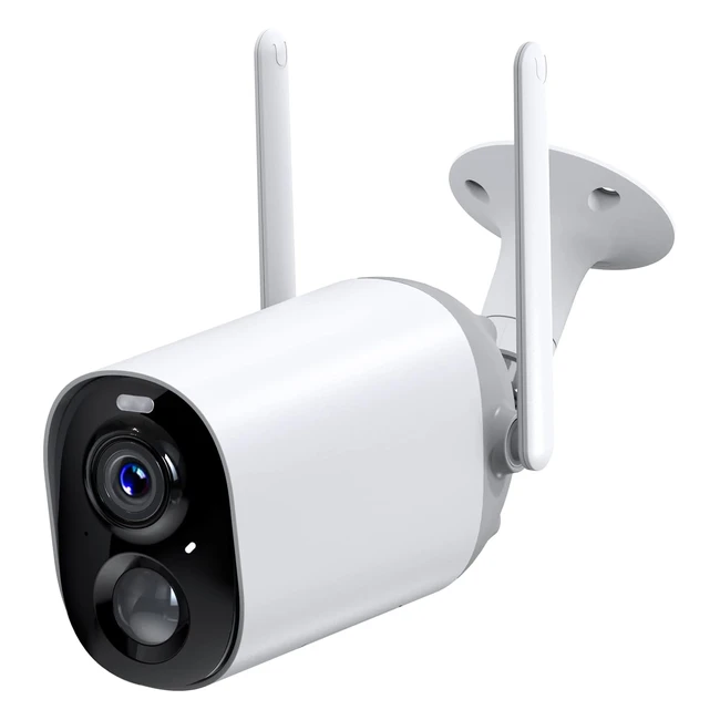 Caméra de surveillance extérieure sans fil Netvue - Batterie rechargeable - Vision nocturne couleur FHD - Détection de mouvement PIR - IP65 étanche - Audio bidirectionnel