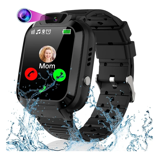 Montre GPS Enfant Yedasah Tracker Connectée Fille Garçon - LBS Antiperte Traqueur Intelligent - Smartwatch SOS Téléphone Caméra - Noir