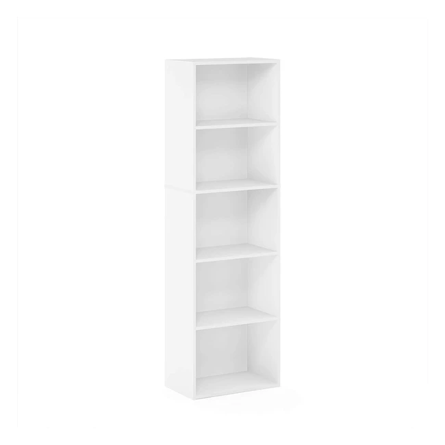 Furinno Luder 5-Tier Reversible Color Open Shelf Bookcase - White | Sturdy & Stylish Design