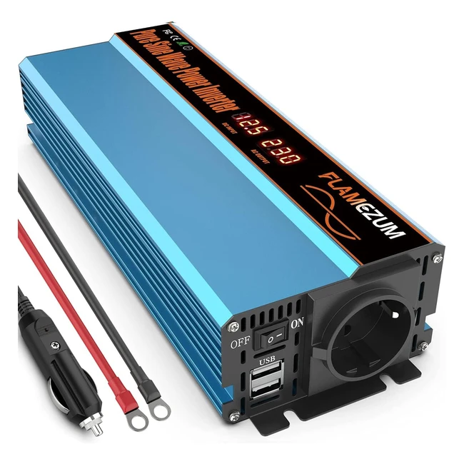Flamezum 1000W Power Inverter 12V 220V - Onda Sinusoidale - Trasformatore di Potenza per Camper Auto