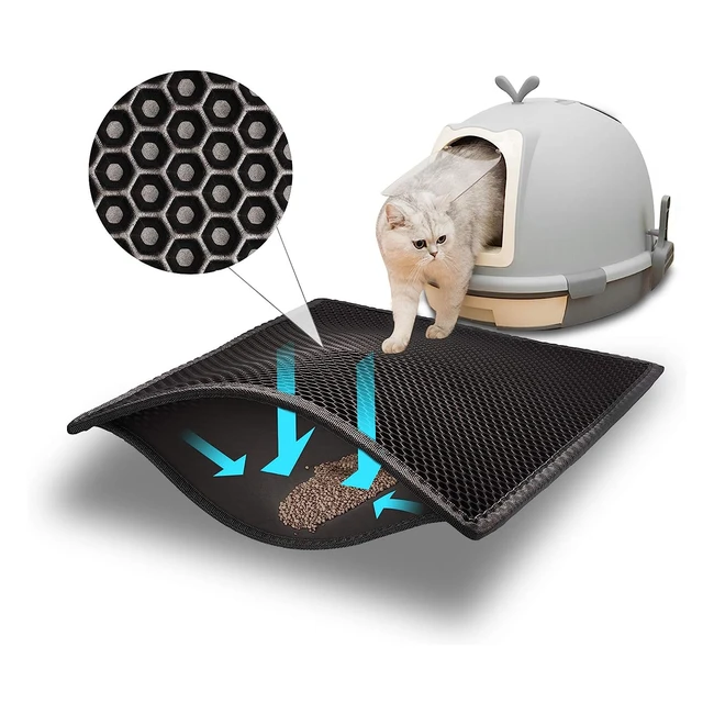 Pieviev Cat Litter Mat - Large Size Double Layer Waterproof Soft on Paws - 61