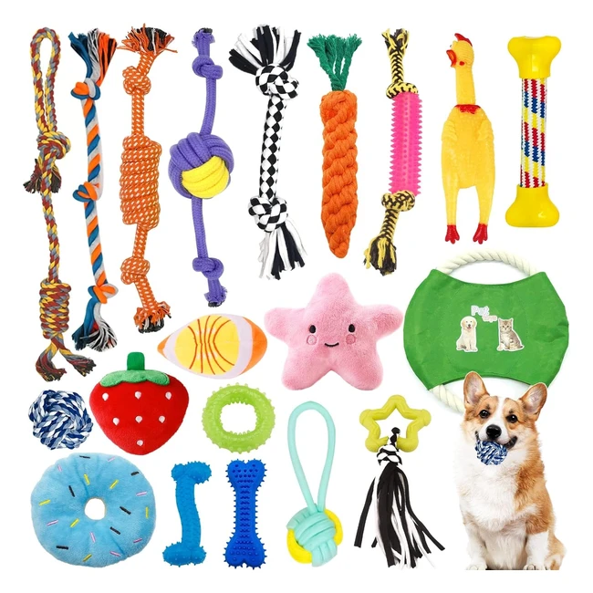Juguete para perros 20 piezas cuerda interactiva masticable seguro y no tóxico