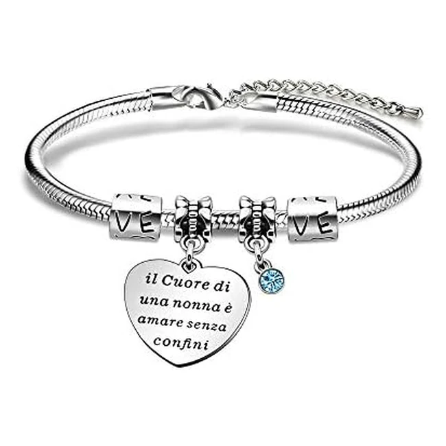 Bracciale Angelra Regali di Compleanno Nonna - Cuore di una Nonna Amore Senza Confini