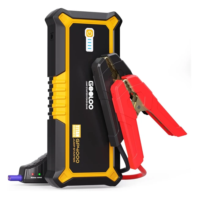 Booster Batterie Voiture Gooloo GP4000 4000A - Démarrage Rapide jusqu'à 10L Diesel - Sécurité Supersafe - Lampe LED - Charge Rapide