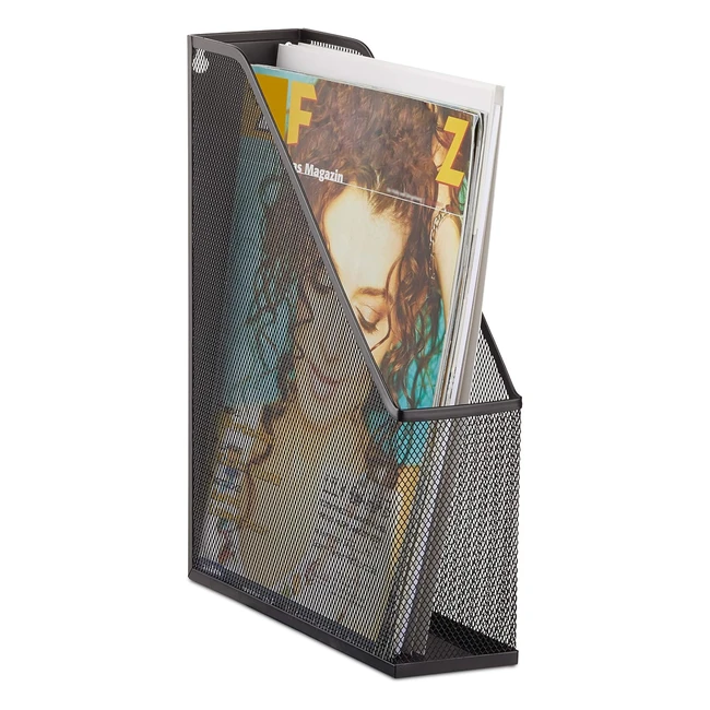 Portariviste per ufficio Relaxdays in metallo nero - A4C4