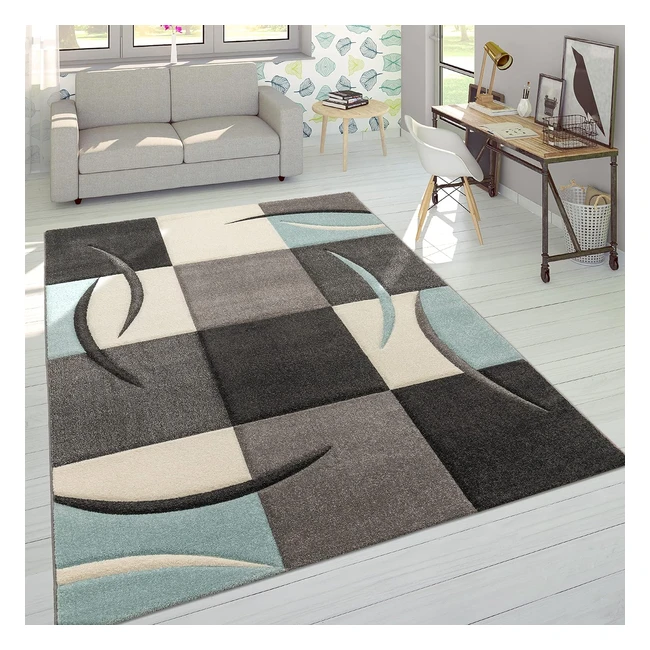 Tapis Moderne Contours Découpés Couleurs Pastel - Beige Turquoise - 60x110 cm