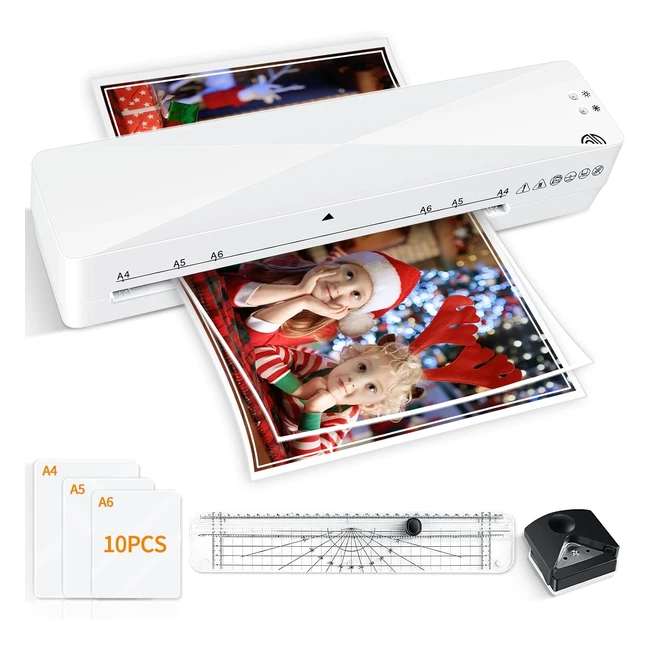 Plastifieuse A4 avec pochettes 70 sec de préchauffage - Machine plastifier chaud et froid - Arrondisseur d'angles - Coupe-papier de plastification pour bureau maison école