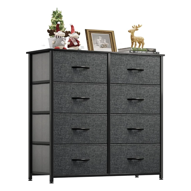 Yitahome Commode Chambre Coucher 8 Tiroirs en Tissu - Rangement avec Dessus en Bois