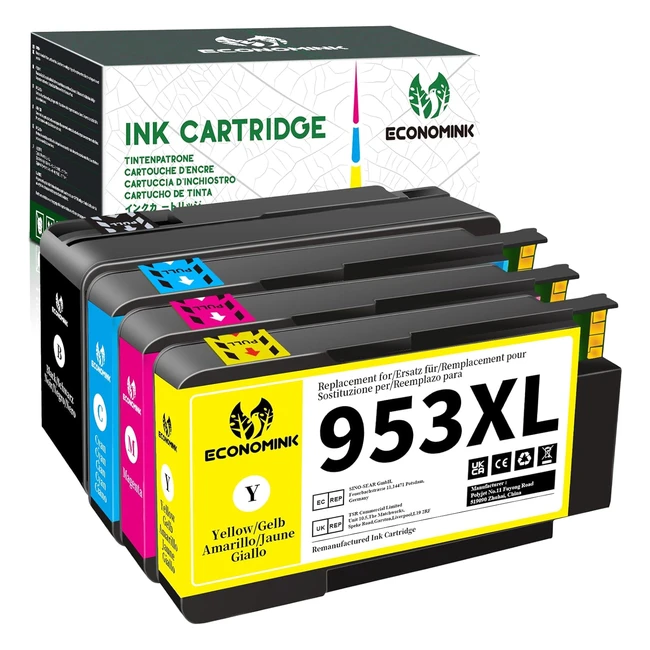 Cartouche d'encre compatible Economink 953XL pour HP OfficeJet Pro 8719 8710 7740 - Noir Cyan Magenta Jaune