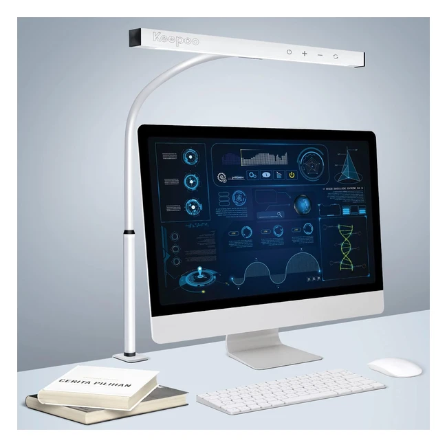 LED Schreibtischlampe dimmbar, klemmbar, 360° schwenkbar, mit Memoryfunktion, Augenschutz, 5 Farbmodi