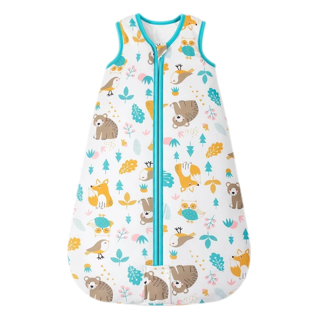 Mosebears Baby Winter Sleeping Bag 25 Tog 100% Cotton | Green Zoo | 6-12 Months