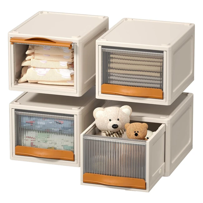 Boîte de rangement plastique 165L avec couvercle et tiroir - Lot de 4