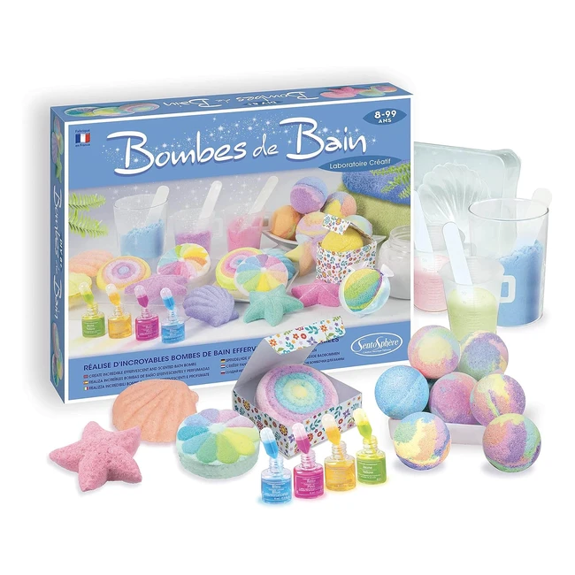 Kit DIY Bain Sentosphère Bombes de Bain 225 Bleu - Créez des bombes ou galets effervescents en forme de fleurs, étoiles, fusées ou planètes