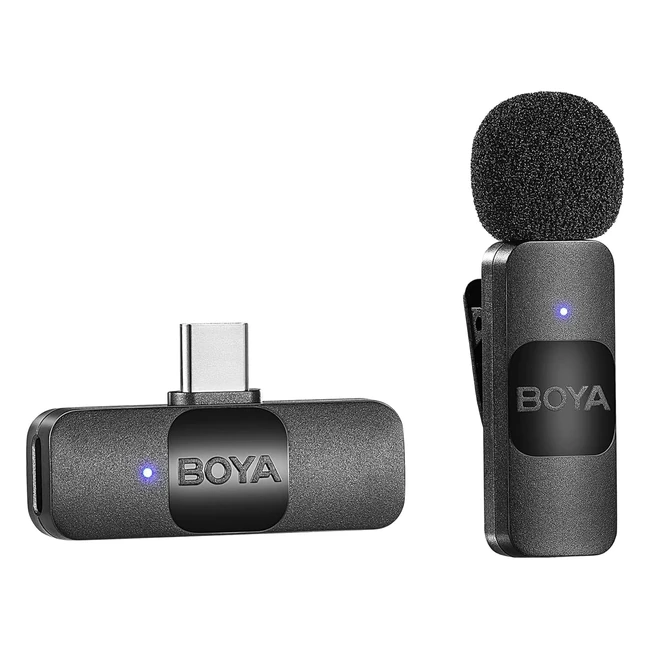 Microfono Lavalier Wireless BOYA BYV10 USB-C Mini Microfono LPEL per Smartphone Android - Per YouTube, Podcast, Facebook, Vlogging