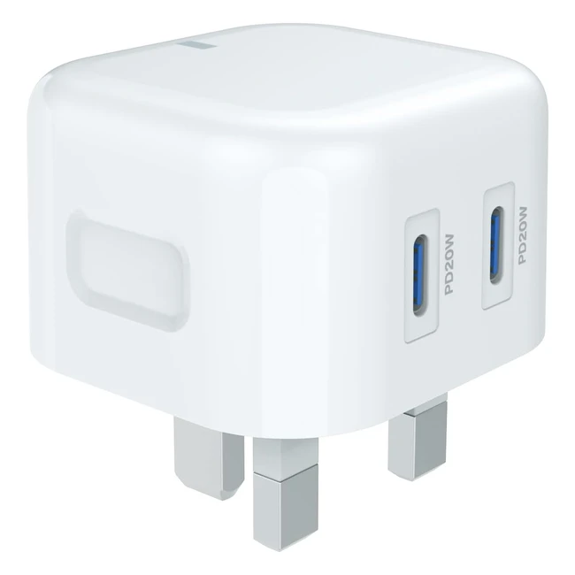 Dual 20W USB C Plug Fast Charger for iPhone 15 14 13 12 11 X XR XS SE 8 7 Series | Apple Watch | iPad | AirPods Pro | 40W PD Adapter