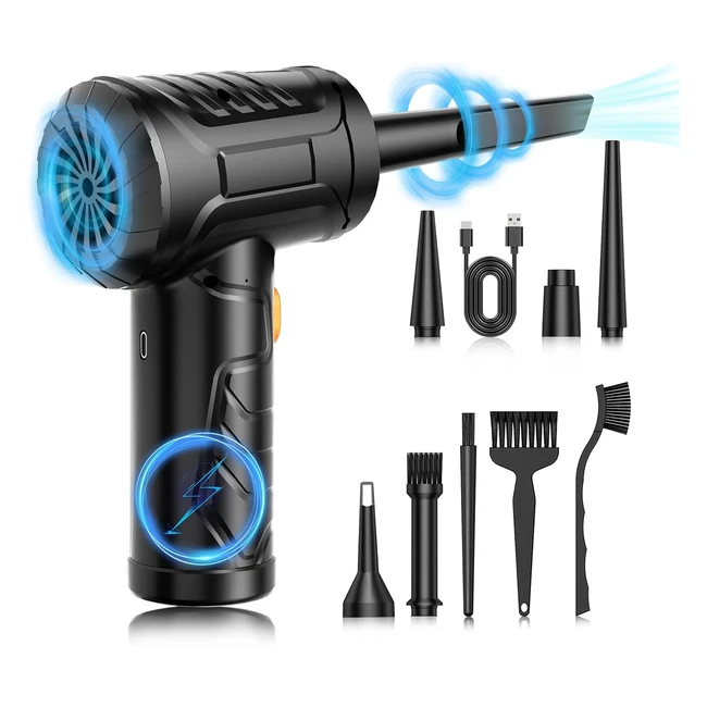 Compressed Air Duster - 3 Gear Adjustable - Electric Air Blower - LED Light - Co