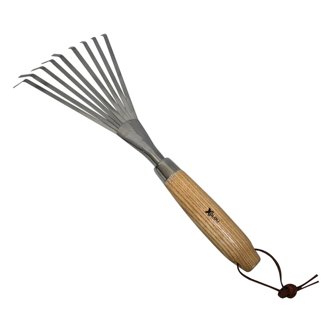 Rateau à feuilles avec manche en bois de frêne - Acier inoxydable - 125 x 4 x 365 cm